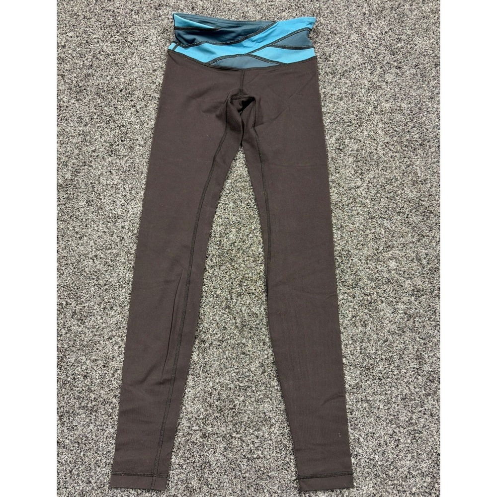 Lululemon Leggings Womens 4 Black Blue Crossover Wunder Under Yoga Pants Active